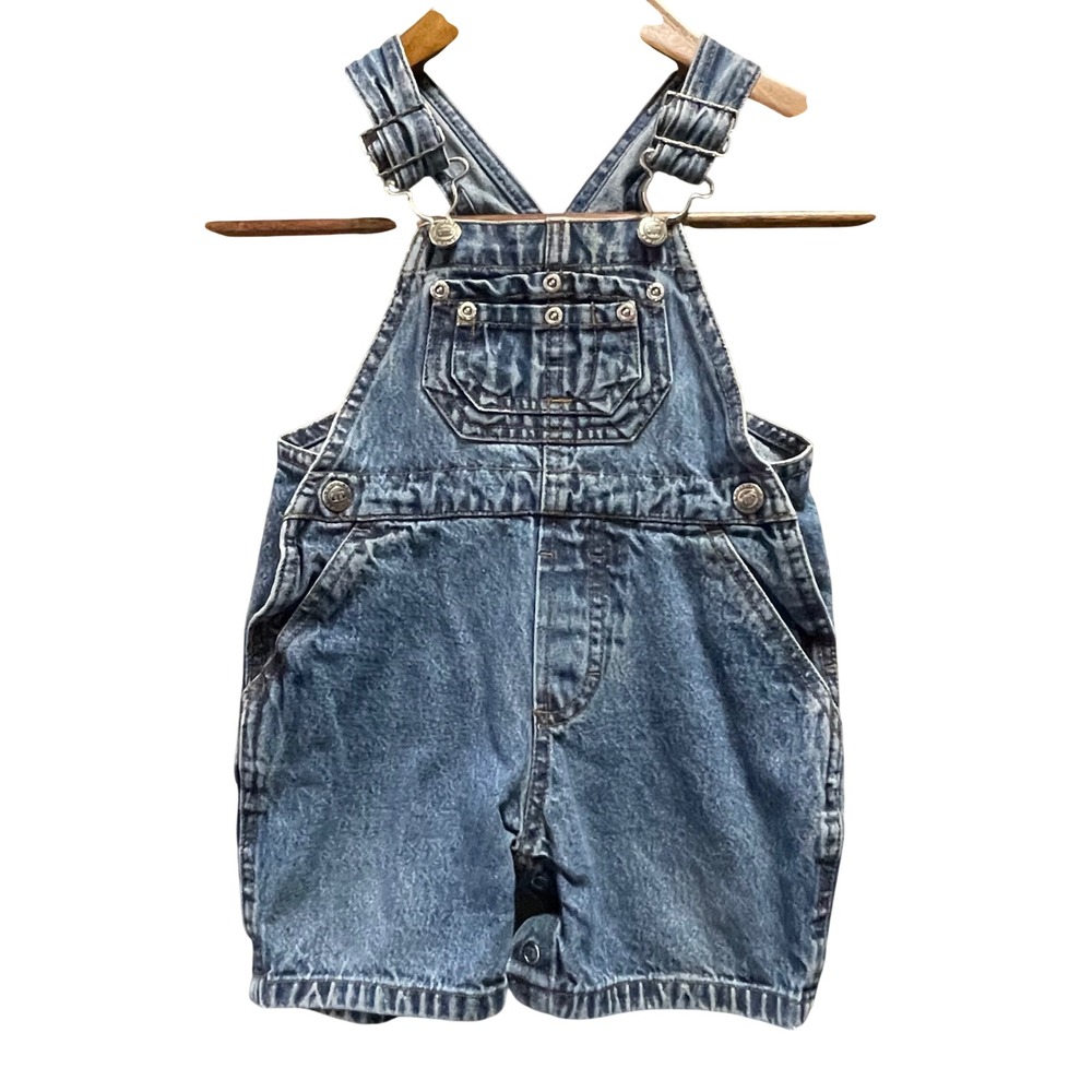 Route 66 Lil 66 Denim Overalls Kids 12M Blue Vintage 90s Snap Inseam